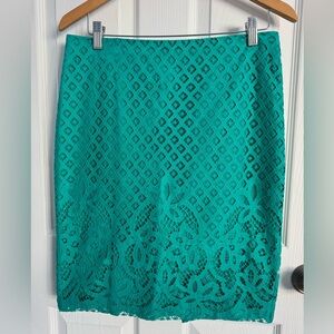 LOFT Turquoise Lace Pencil Skirt